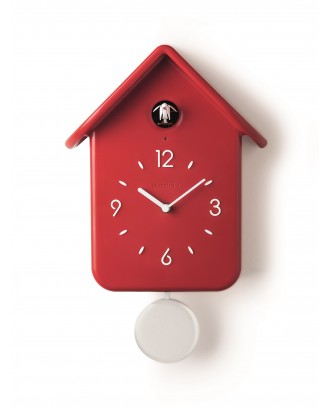 Ceas de perete cu pendula, rosu, 24x12 cm, model QQ - GUZZINI